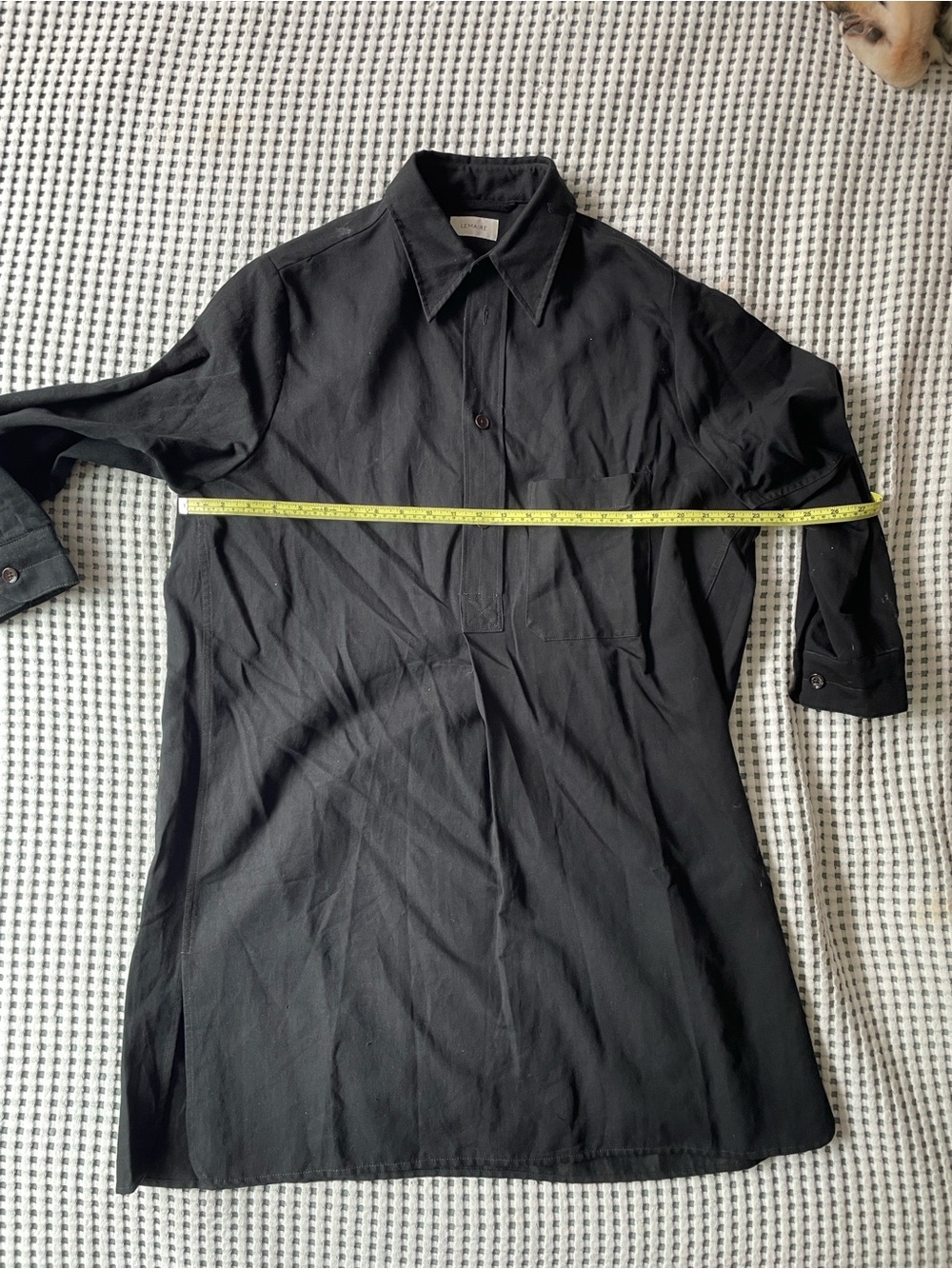 Lemaire Black Longline Button-Down Shirt